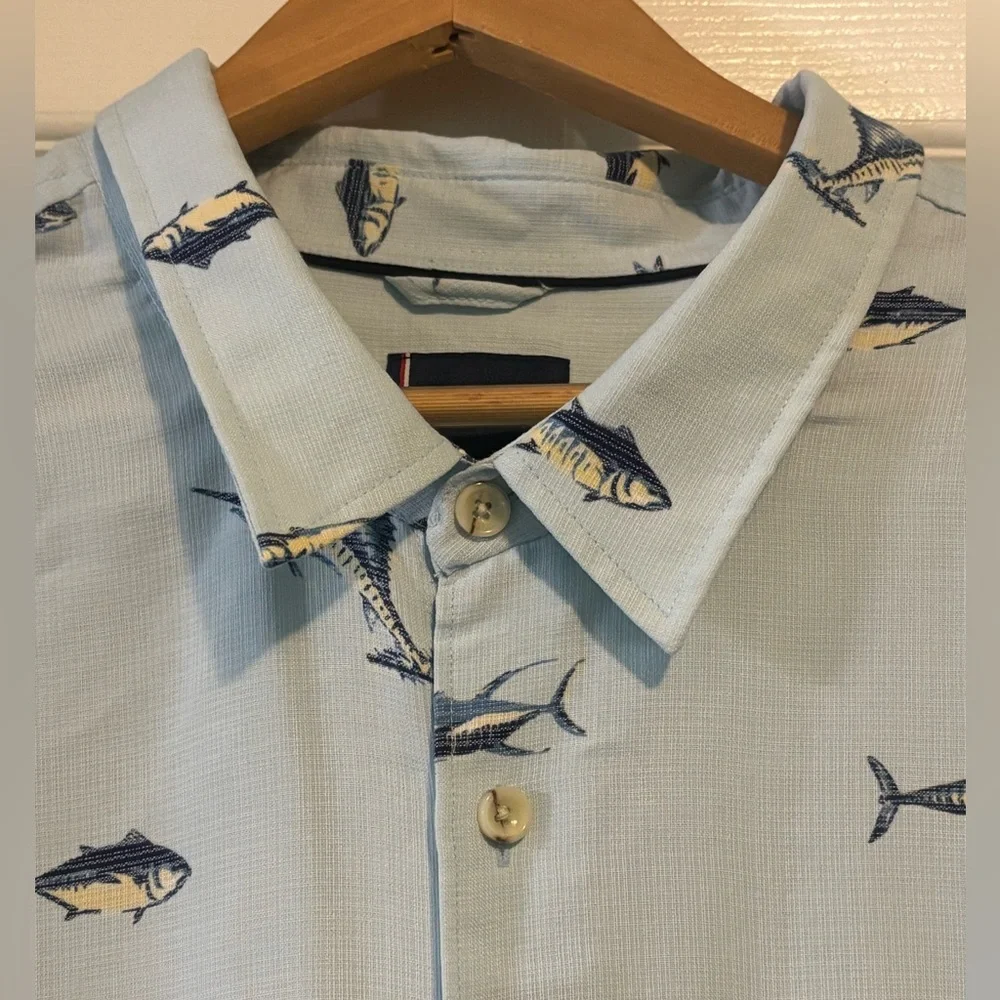 O’Neill Jack O’Neill Collection Fish Print S/S Button Down Shirt Men’s XXL NWT - Picture 1 of 9